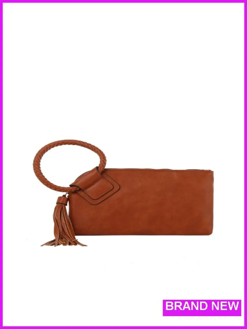 Women's Vegan Faux Leather Clutch Wristlet Evening Bag with Hand Strap